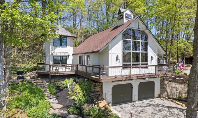 Bentonville House | Unique and secluded A frame home on 31 acres with hot tub.