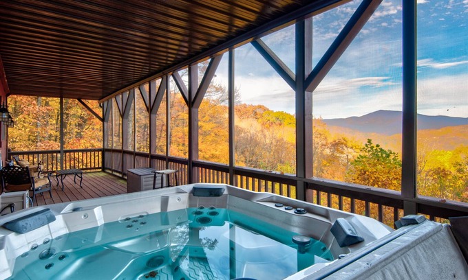 Frank Cabin | Up Here In the Mountains - Luxury Cabin in Newland with Views, Hot Tub, & Pool Table!