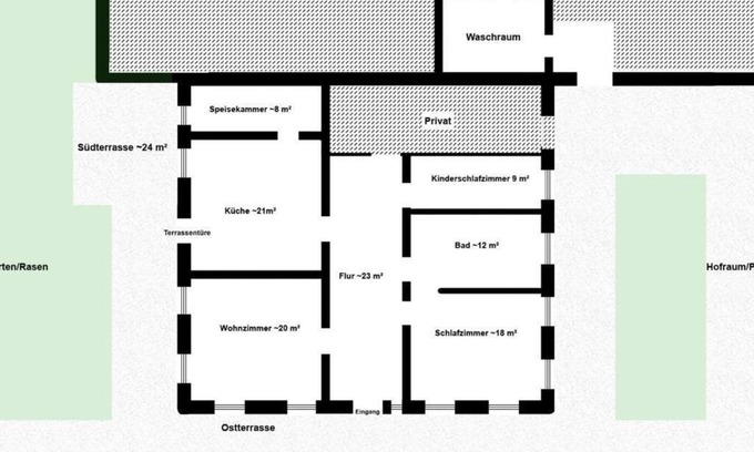 Uebersee Apartment | Vacation apartment FeWo B33, 120sqm, 2 sep. Bedroom, terrace