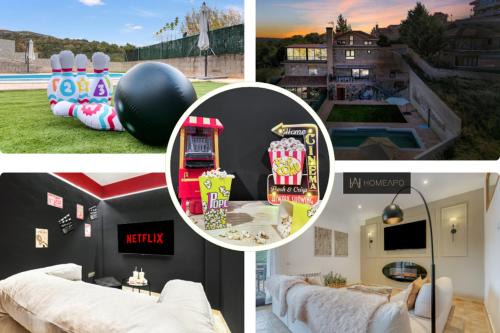 Miraflores de la Sierra Villa | Villa de lujo de piedra, Cine para niños, Barbacoa, Vistas