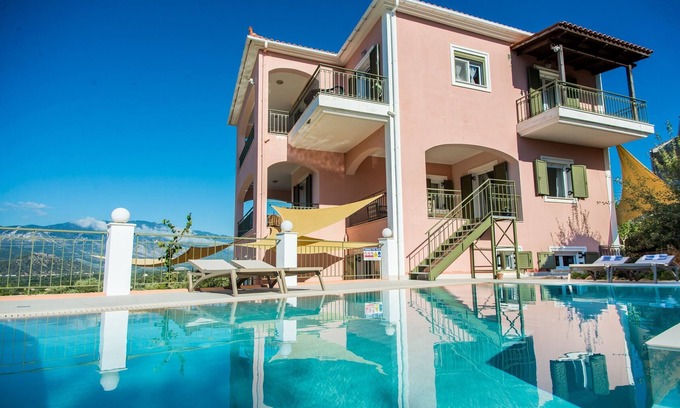 Lakithra Villa | Villa Eleftheria: 4 bedrooms for up to 9 adults, pool and outstanding 180° views