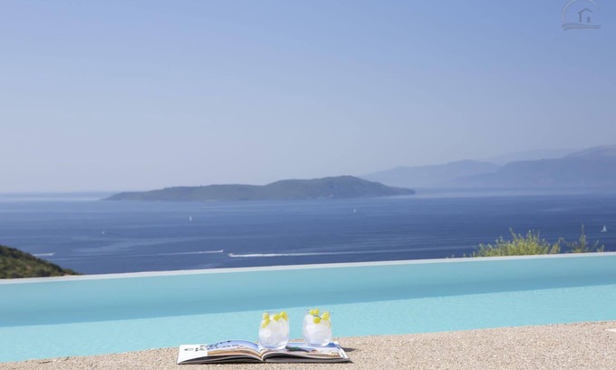 Evgiros Villa | Villa Fyki with wonderful SeaView & private salty water pool