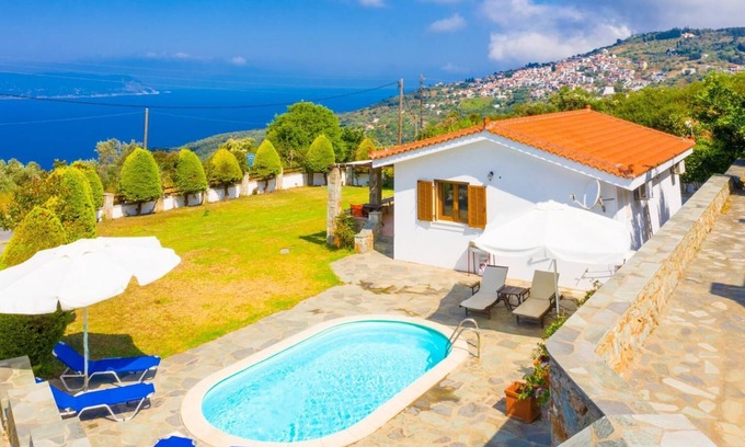 Glossa Villa | Villa Katerina Private Pool, Sea Views, A/C, WiFi