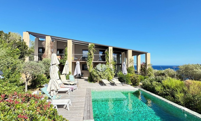 Pinarellu House | Villa Libecciu, exceptional view of the sea, beach at 150m, Porto Vecchio