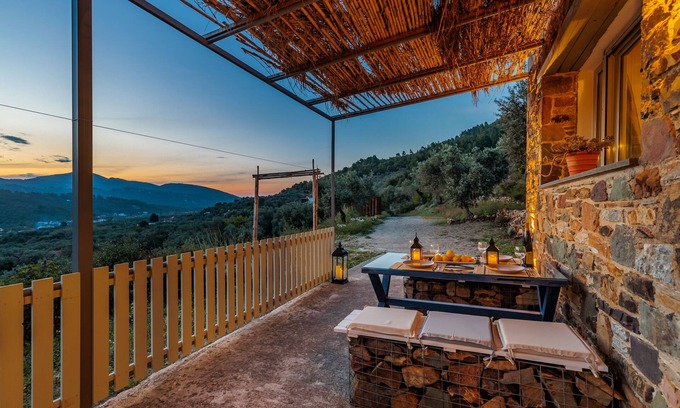 Stafylos Villa | Villa Maja, cozy country stone house with view- 1 km from the beach