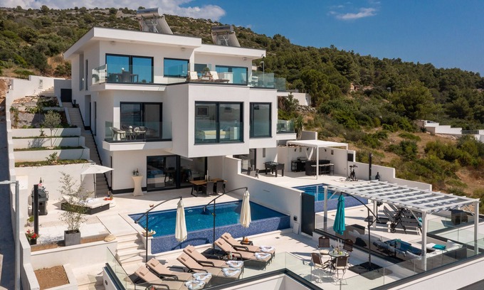 Rogoznica Villa | Villa Ocean view 1, unlimited sunsets with view to the harbour Marina Frappa