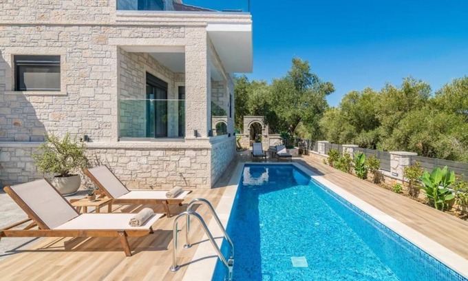 Zakynthos Villa | Villa Olive Green is new modern stone house