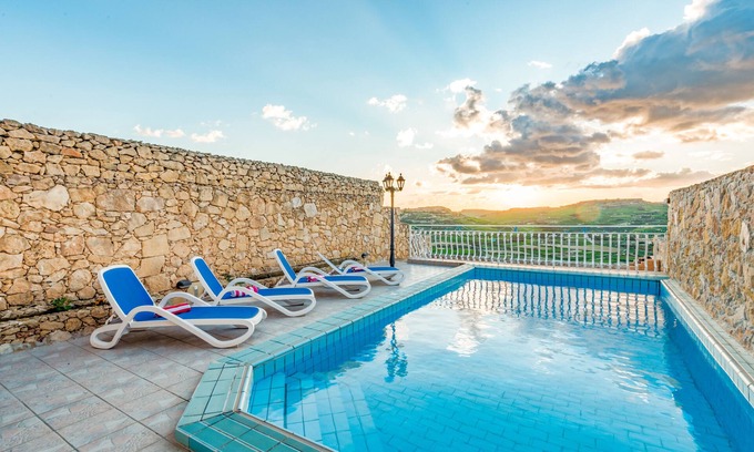 Xaghra Villa | Villa with pool sea & valley views