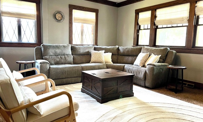 Salina House | Walk downtown, Charming 3 BR -2 King beds, Porch, Fire Pit, Theatre, Fenced Yard