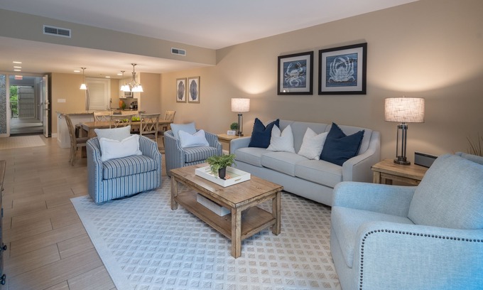 Sea Pines Condo | Walk to Beach Club, Pet Friendly, Open Plan and Golf View