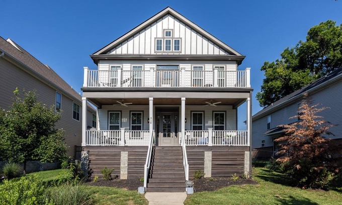Shelby Hills House | Walk to Stadium & Downtown/King Beds/Porches/Cardio Equip