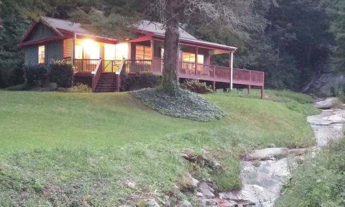 Hendersonville Cabin | Waterfall Cabin, Hot Tub, WiFi, Fireplace & Fire Pit, Fenced Yard, Pets ok.