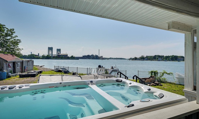 North Weymouth House | Weymouth Waterfront Getaway w/Swim Spa & Hot Tub