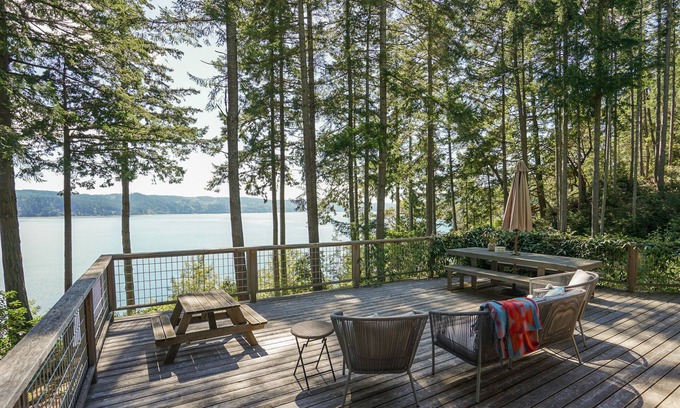 Quilcene Cabin | Wild Oyster Lodge on Hood Canal: Breathtaking Water Views, Beach, & Hot tub