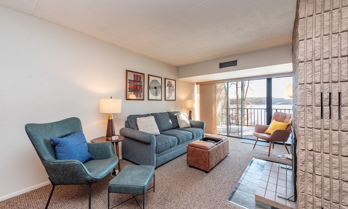 Thayerville Condo | Will O' The Wisp 208B: Lakefront One Bedroom Condo with 2 Patios!