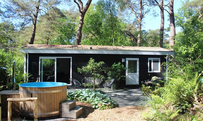 Dwingeloo Ski Chalet | Woodland Wellness Natuur Huisje in het bos met Finse Sauna en Hottub