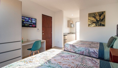 Superior Apartment, 2 Double Beds, Pool View