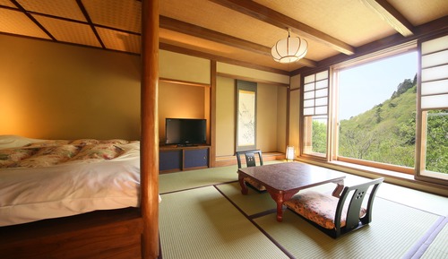 [Wamodan] Japanese modern style room 10 tatami with semi-open-air hot spring bath Non smoking