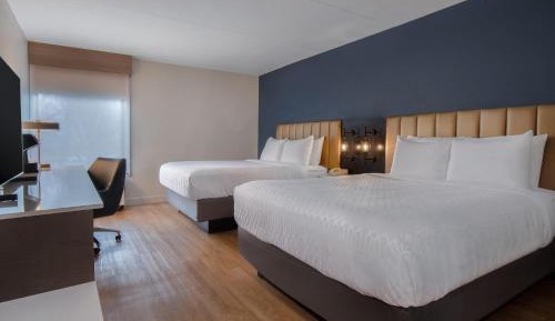 Double Room with Two Double Beds and Work Desk