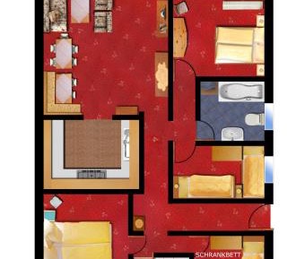 Four-Bedroom Apartment with Balcony 