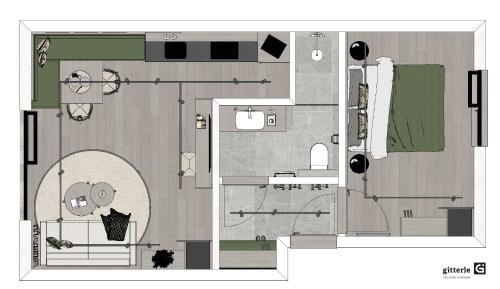One-Bedroom Apartment with Garden View