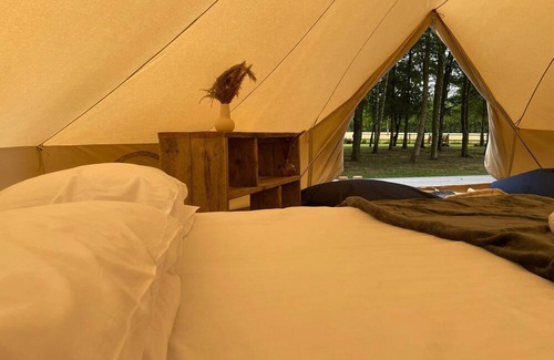 Toppesfield RV Rental | Luxury Bell Tent: Countryside Escape with Private Kitchen & Bathroom.