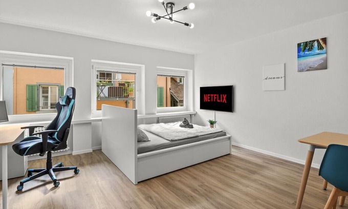 Winterthur Apartment | City Center Twin Bed Workplace Washer